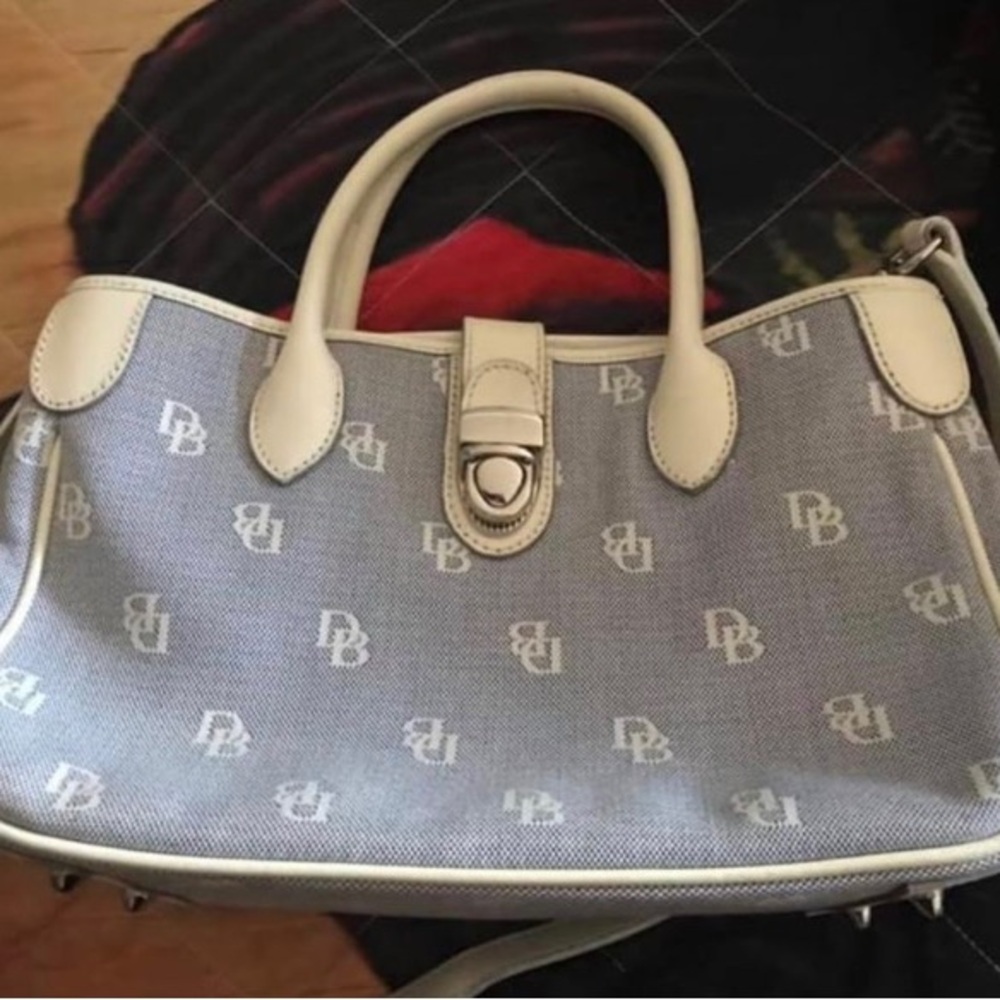 Dooney & Bourke Blue and Cream Signature Satchel